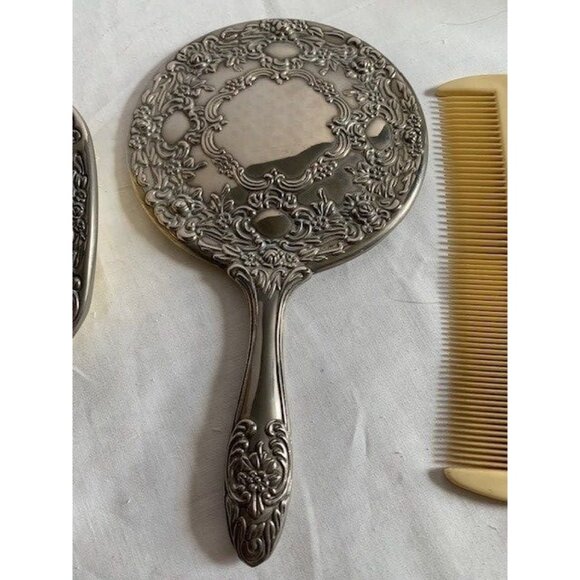 Vintage Vanity Silver Plated Hand mirror brush & comb set - Picture 6 of 16